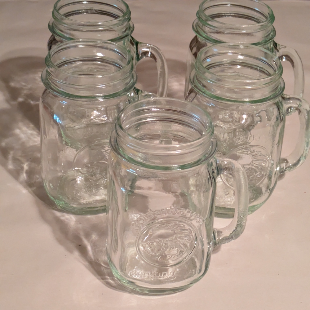 Clear Glass Mason Jar Mugs Set